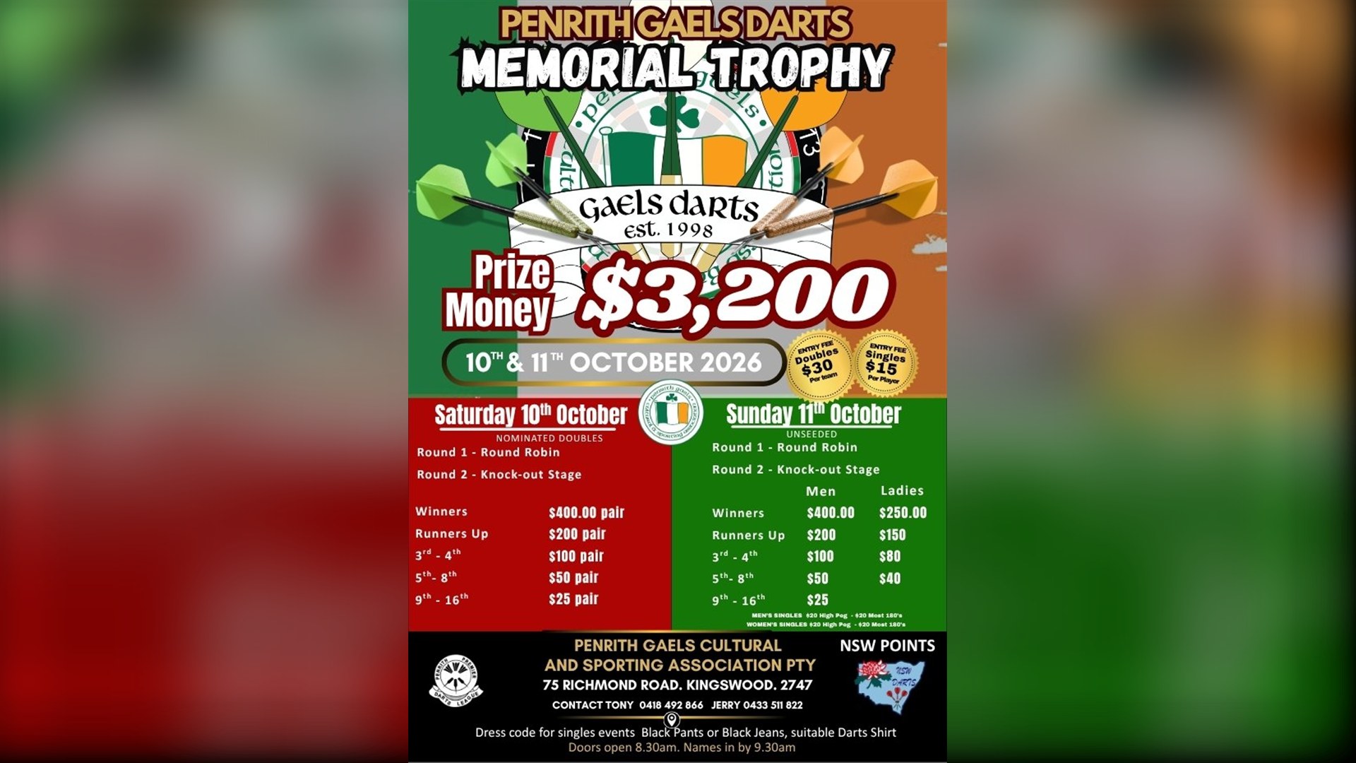 Penrith Gaels Darts Memorial Trophy